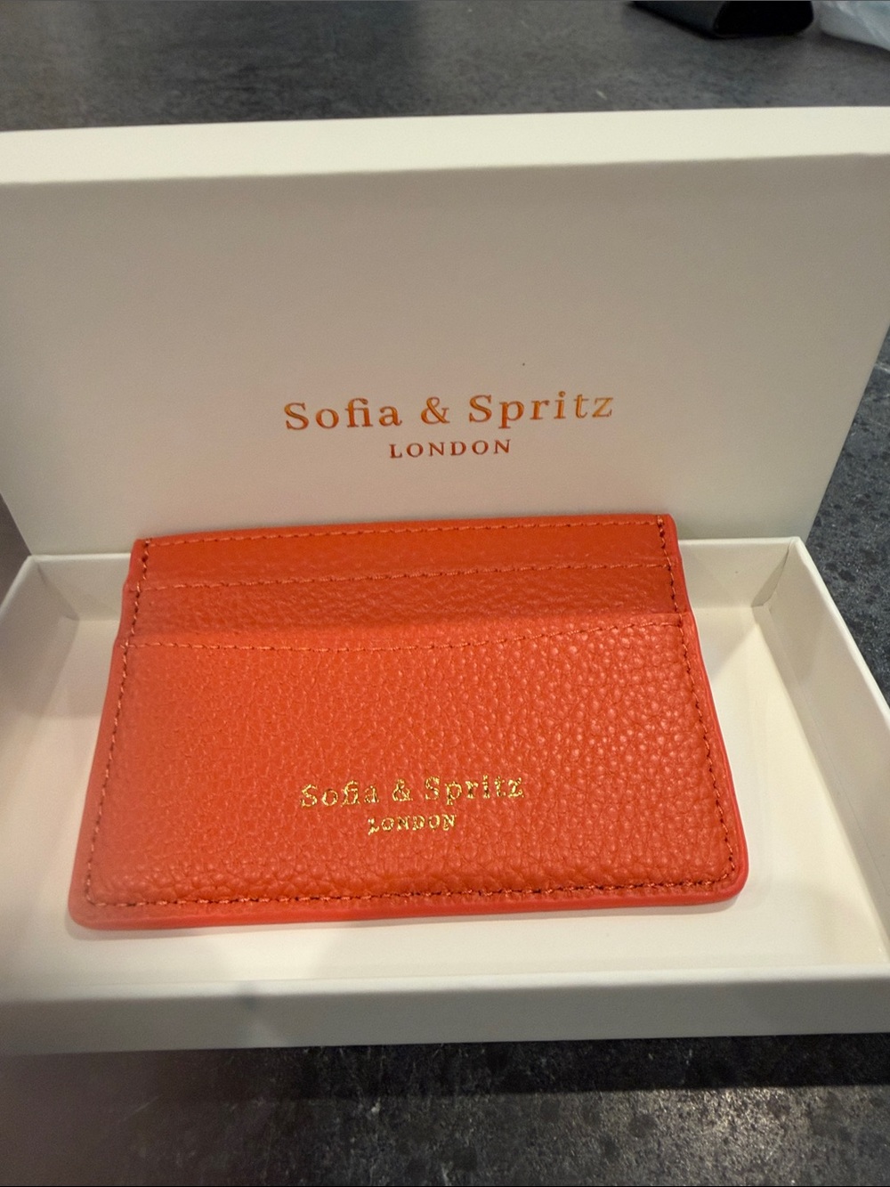 Orange Pebbled Leather Card & Key Holder